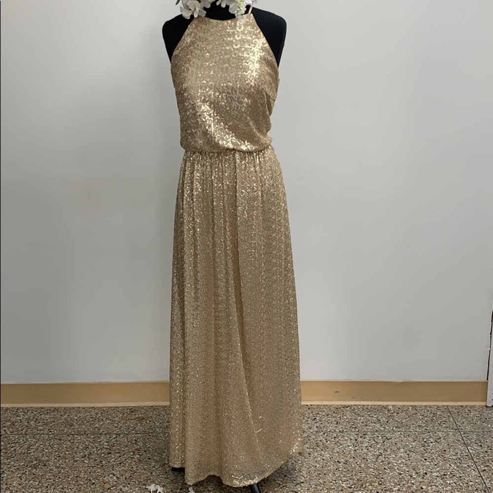 Bill Levkoff gold formal dress